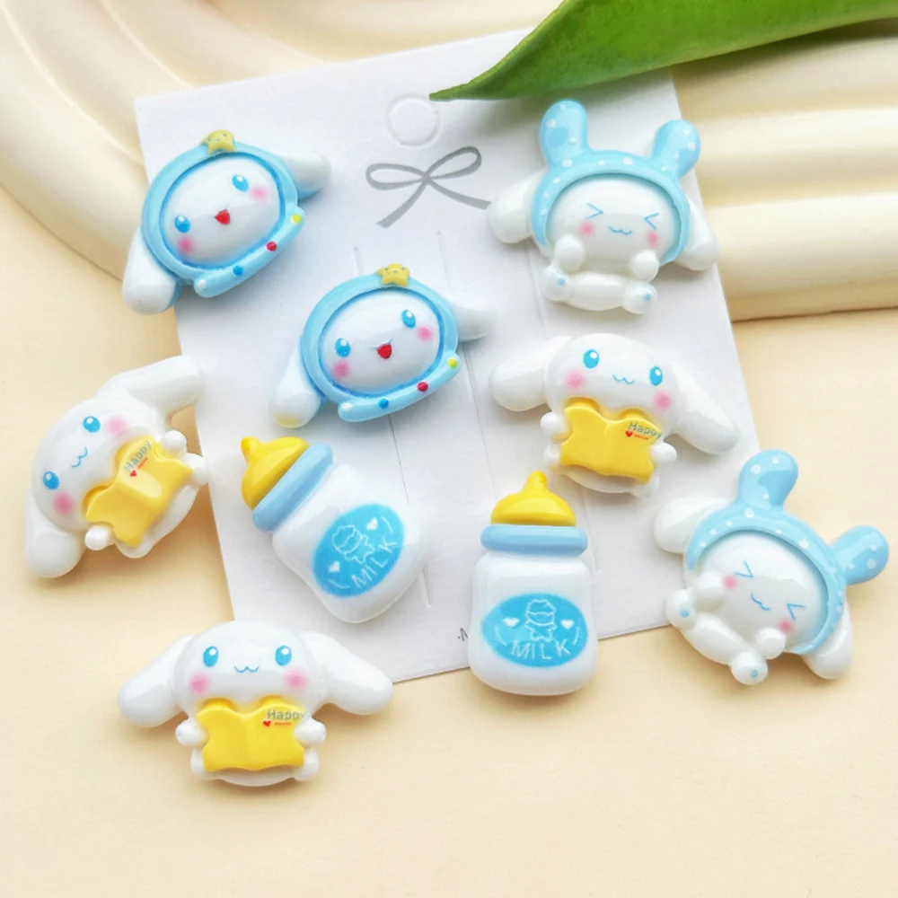 

10pcs Cute Sanrio Cinnamoroll Series Resin DIY Accessories Phone Case Hole Shoes Hair Accessories DIY Materials
