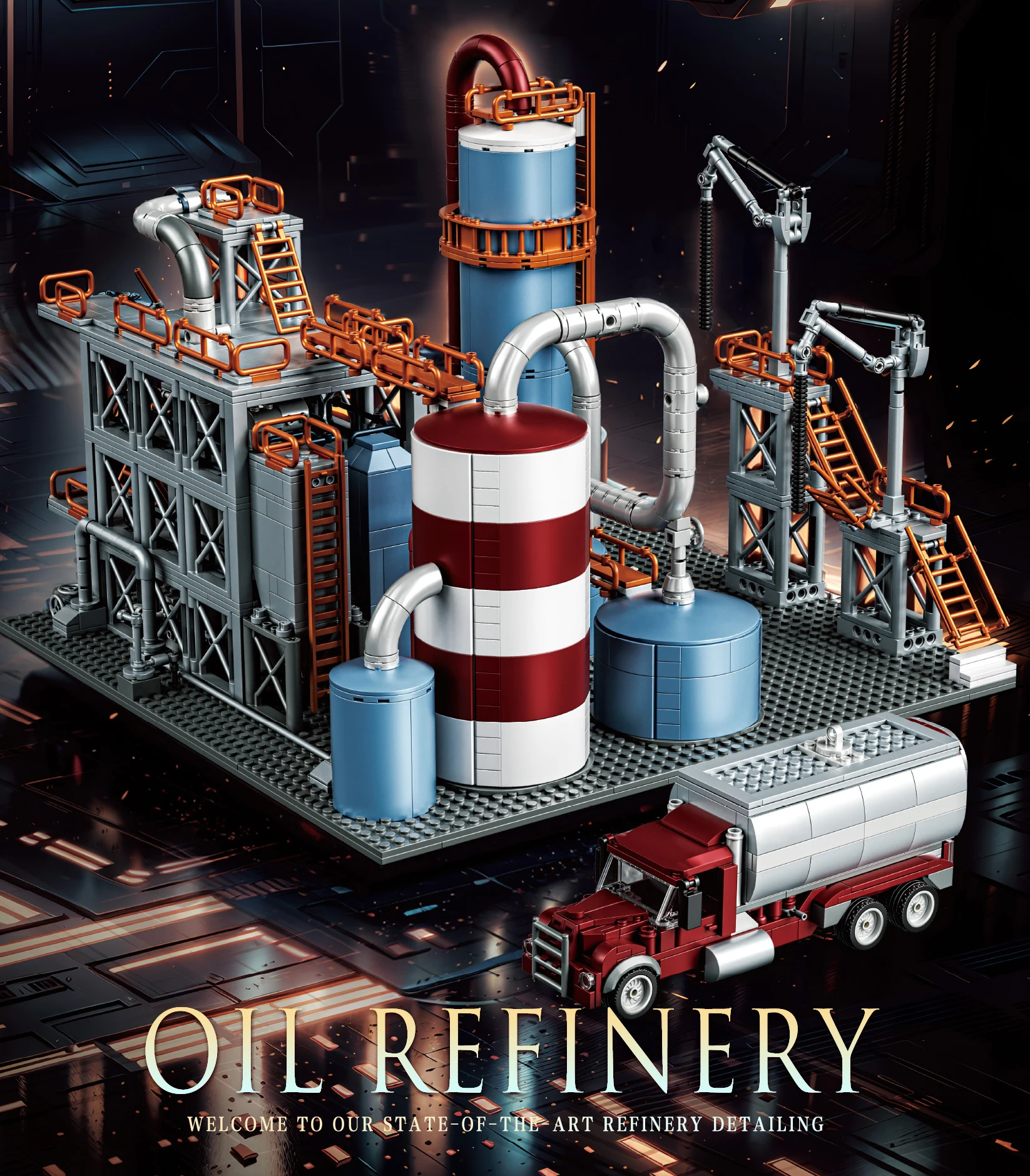

BAKA MOC 33200 Oil Refinery 1831 шт. креативная заводская модель строительные блоки кирпичные игрушки на день рождения, рождественские подарки