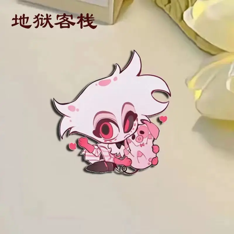 8 pezzi Hazbin Hotel Lucifer•Morningstar Alastor Distintivi Anime Spille carine Spilla Zaino fai da te Accessori per cappelli Regali di compleanno