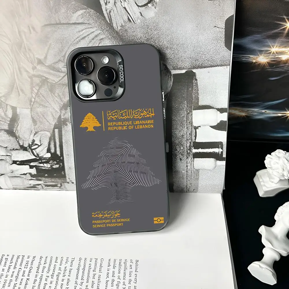 Lebanon Passport Phone Case Matte Colored Silver For iPhone 15 14 13 12 11 Pro Max Plus XS X Shockproof Hard Cover