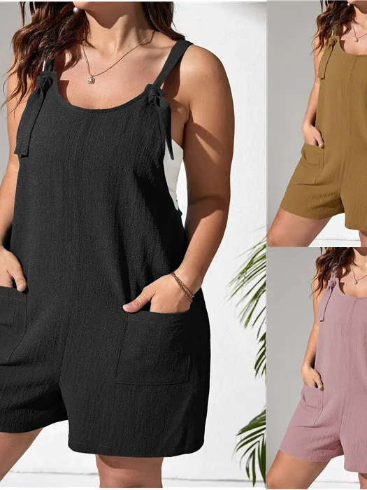 

Women's ket Tank Top Jumpsuit Color Strap Vest One-Piece Pants Street Sle Hollow out mid Waist Nine Points