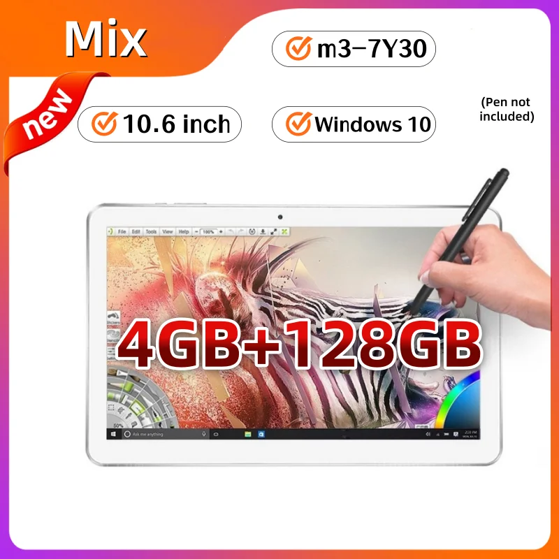 

Mix Type-C 10.6" Windows 10 Tablet PC 4GB RAM 128GB ROM 64Bits Intel Core m3-7Y30 1920x1080 IPS 8000mAh WIFI