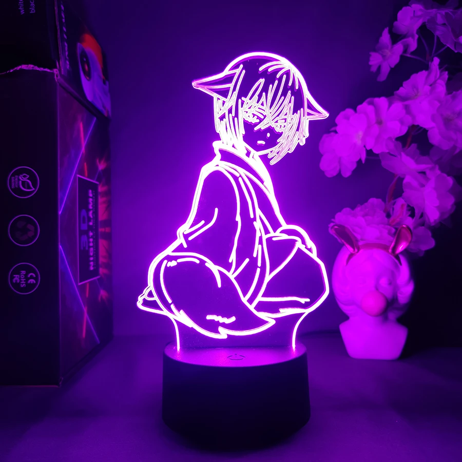 Chibi Tomoe Anime Figure 3D LED Night Light Colorful Gifts Bedroom Decoration Lovely Christmas Holiday Present Kawaii Collect