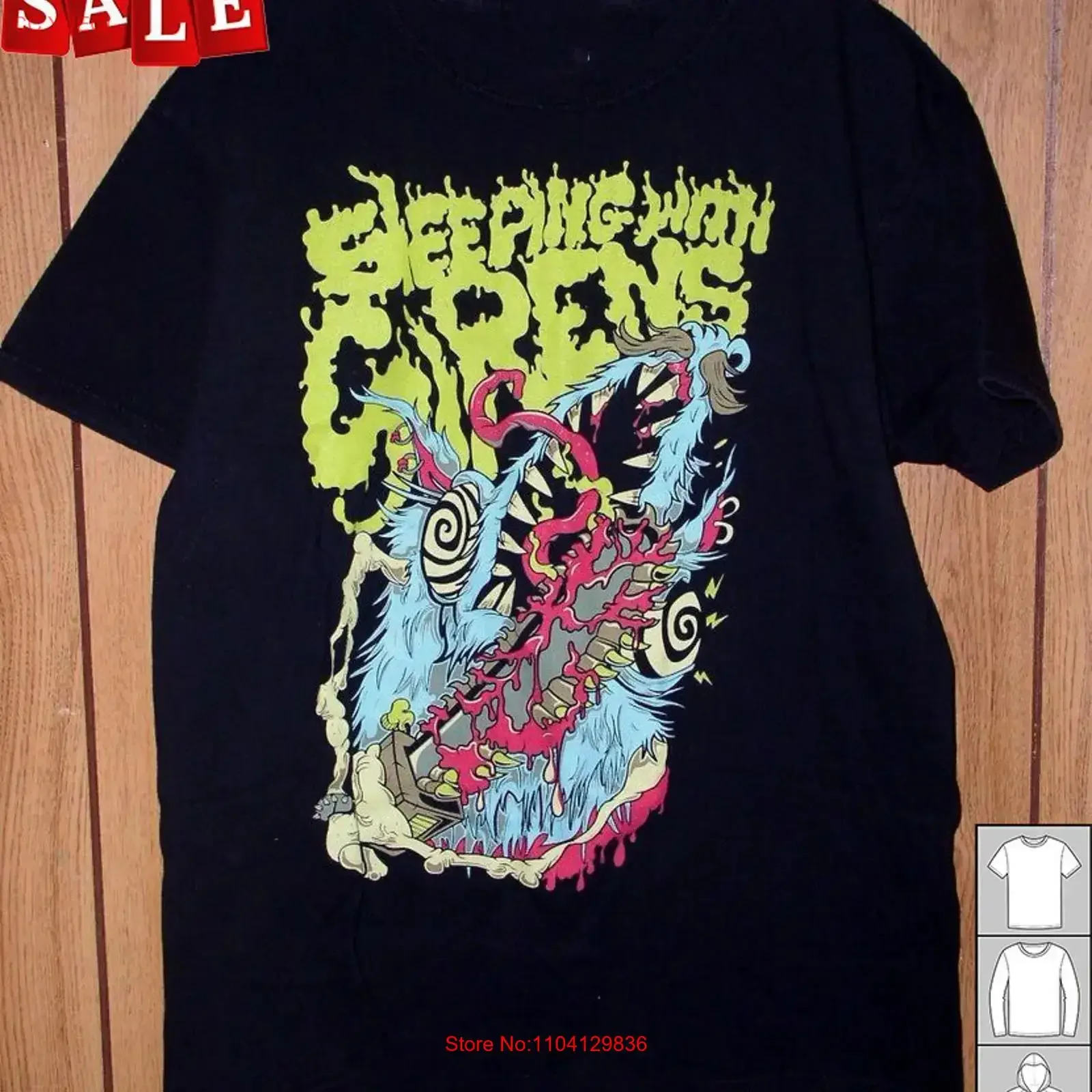 Hot Sleeping with sirens chainsaw rat For Fans Black S 235XL T Shirt NH290 vintage Washed Unisex fashion Stretched Soft