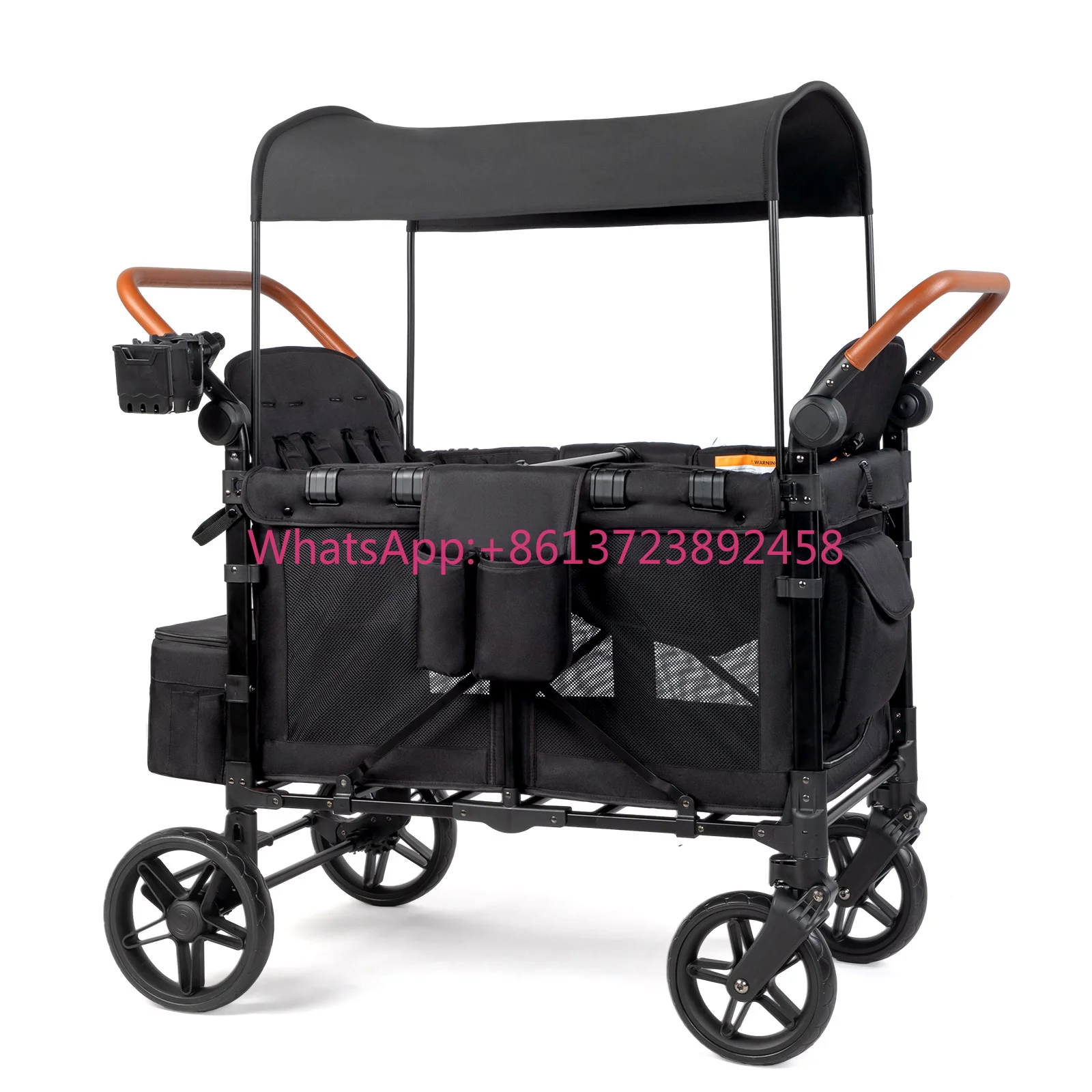 High Quality Double Handle  Baby Stroller Foldable Large Space Four Seat Breathable Baby Wagon
