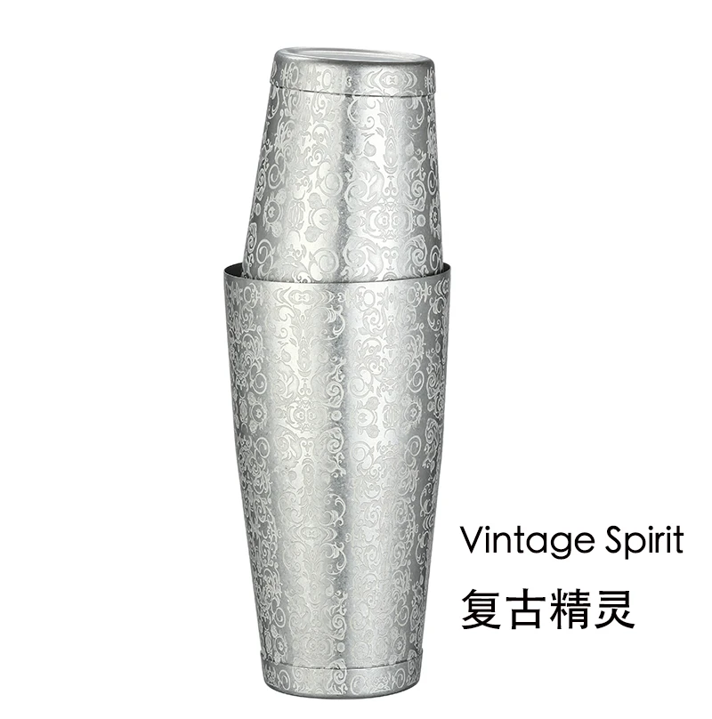 Stainless Steel Boston Shaker Bar Shaker with Different Surface Finish -2 Piece Cocktail Shaker, 15-Ounce and 25-Ounce