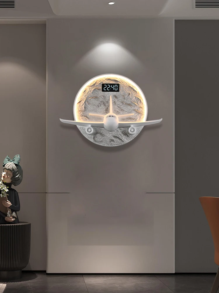 Aircraft creative clock wall lamp living room 2024 new modern corridor entrance decoration painted