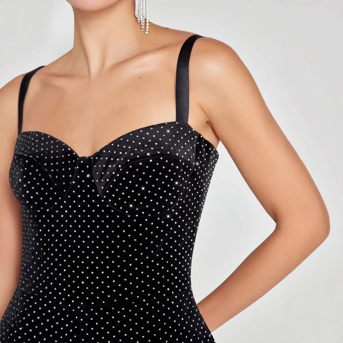 2025 Spring And Summer New Fashion Women's Sexy Strap Diamond Slim Fit Sheath Long Jumpsuit Women