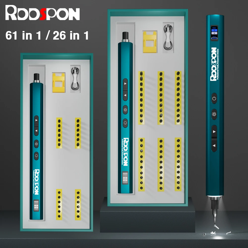 

RDDSPON 62 In 1 Electric Screwdriver Set Precision Power Tool Kit Multifunctional Cordless Magnetic Bits For Mobile Phone Repair