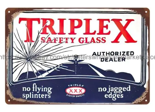 TRIPLEX AUTO SAFETY metal tin sign pub cafe home pub studio  plaques