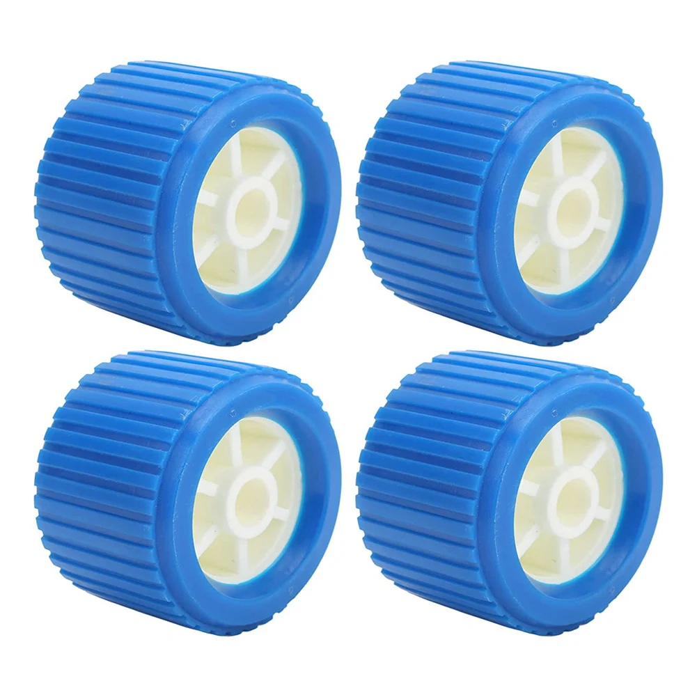 4PCS Boat Trailer Ribbed Wobble Rollers, Trailer Roller Boat Ramp Rollers Boat Lift Wheels Kit for Boat Yacht Trailer