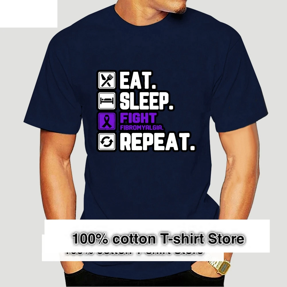 Men T Shirt Fight Fibromyalgia Eat Sleep Repeat Shir Women T-Shirt 2373K