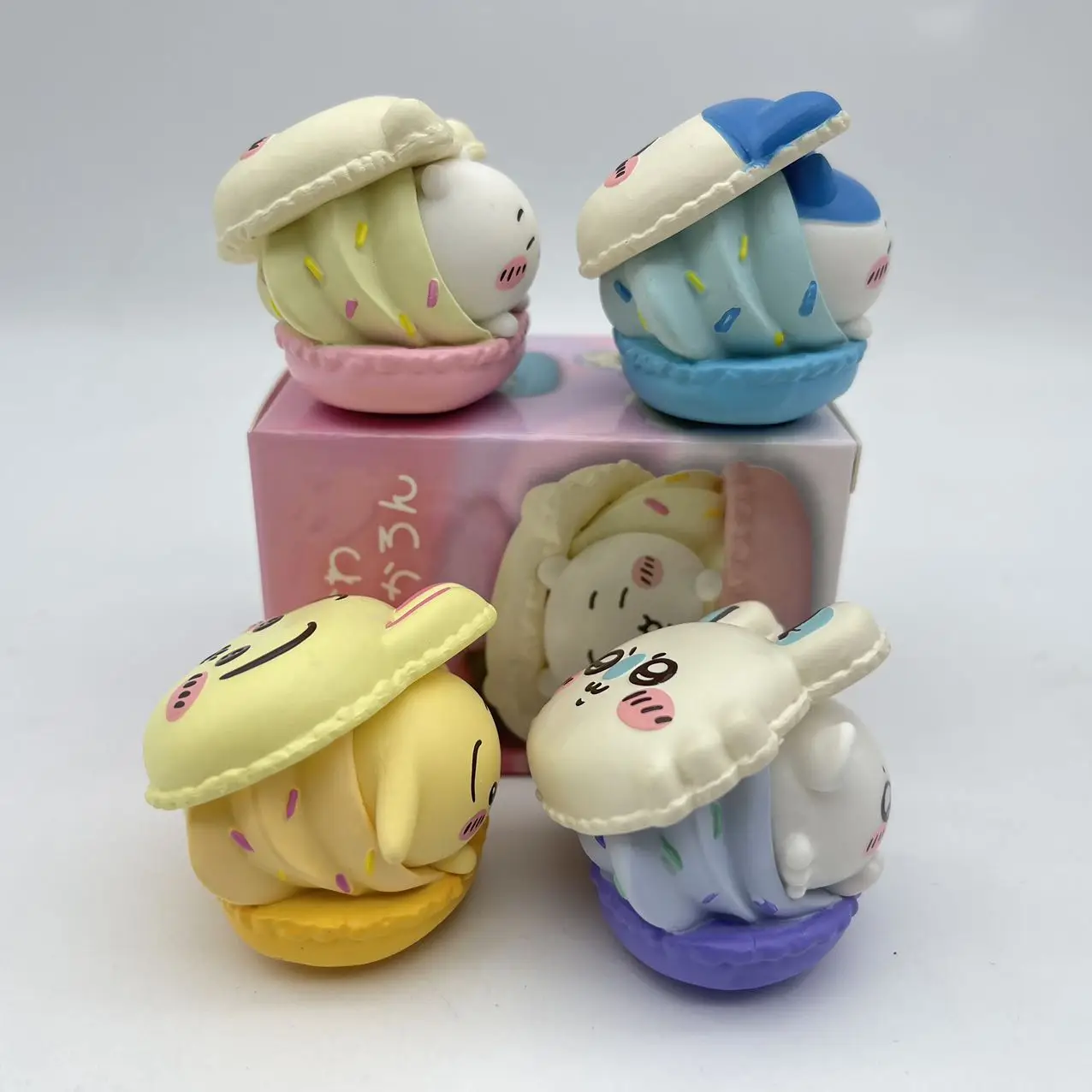 Hochwertige Chiikawa 4-teilige niedliche Macaron-Dessert-Gacha-Figurensets Usagi Hachiware Momonga Modell Schreibtischspielzeug Geburtstagsgeschenke für Fans – Detail 14