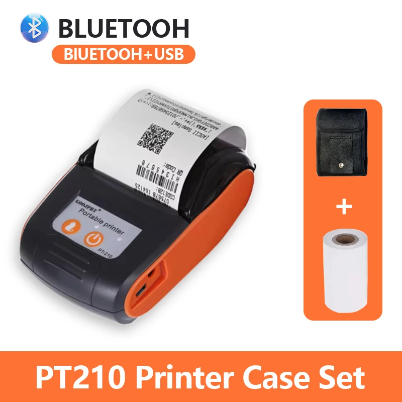 GOOJPRT PT-210 Mini Portable Wireless Bluetooh Thermal Printer 58mm Handheld Barcode Thermal Printer 203dpi  Electronic Labeler