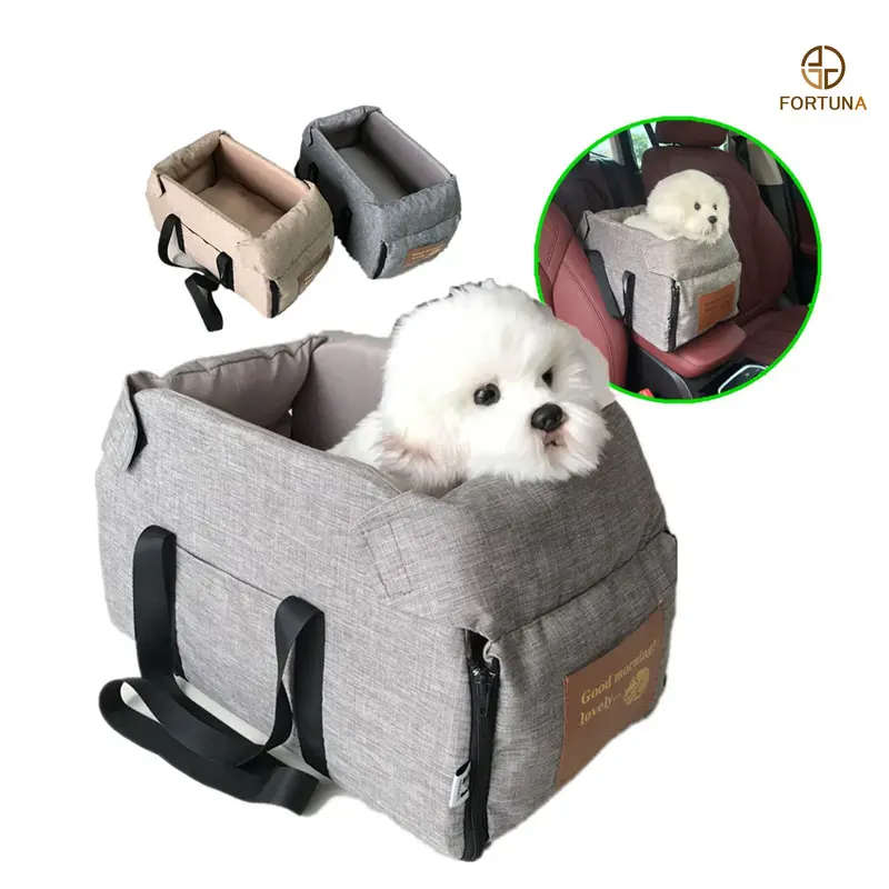 Pet Products Portable Console Booster Dog Car Seat & Carrier for Small Dogs & Cats,Car Seat for Center Car Armrest Safety Tether