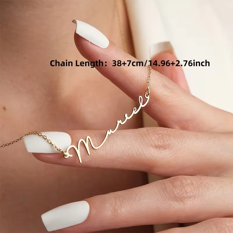 Collier personnalisé avec nom, collier en acier inoxydable personnalisé pour femme et homme, bijoux personnalisés, cadeaux de mariage