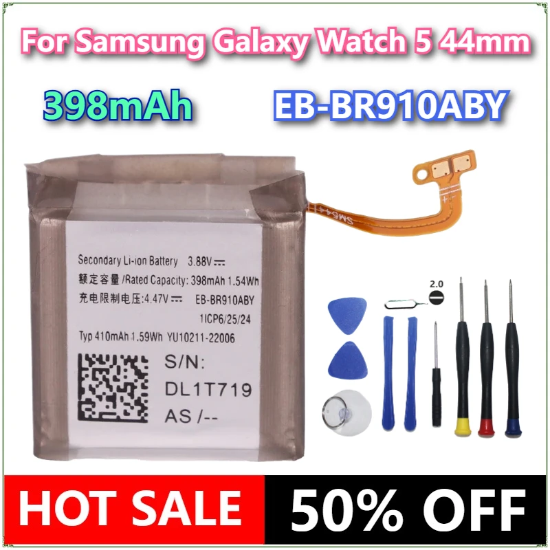 

Brand New Battery EB-BR910ABY 398mAh For Samsung Galaxy Watch 5 44mm SM-R910N SM-R910 R910 R910N Smart Watch Batteries +Tools