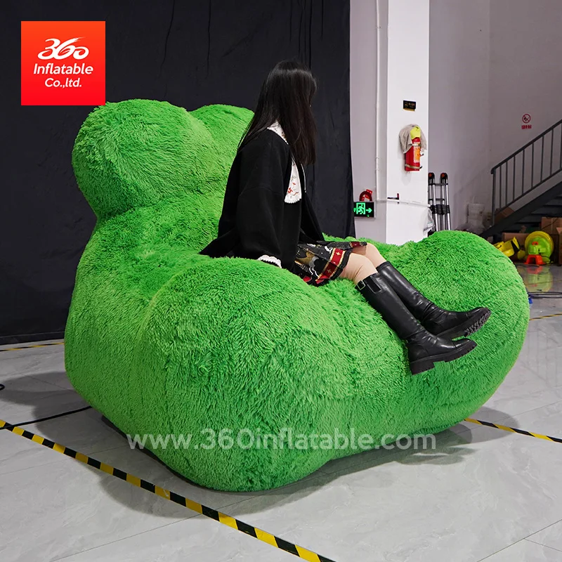 Living Room Custom Indoor Lazy long plush Air Pump Lounge Sofa Bed giant Inflatable Movie Chair Couch Sofa