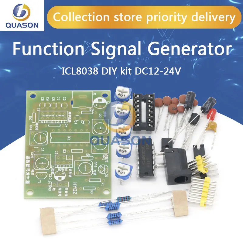 ICL8038 - Function Signal Generator, DIY Kit, Multi Channel Sine Triangle, Square Wave Signal, PCB Board, Electronic Parts, 12V-