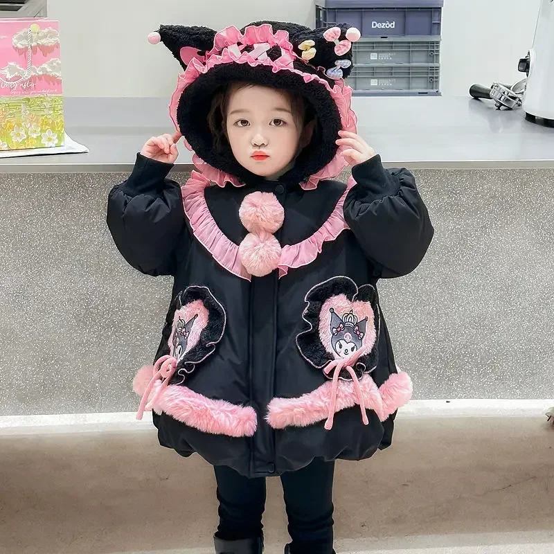 

Girly Heart Kawaii Anime Sanrio Ins Kuromi Fashion Cotton Coat Cute Cartoon Winter Children Thick Warm Jacket Gifts for Kids