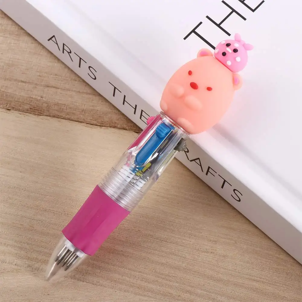 

School Supplies Stationery 4 Colors Writing Student 0.5mm Ballpoint Pen Colorful Pens Pocket Pens Ball Pen