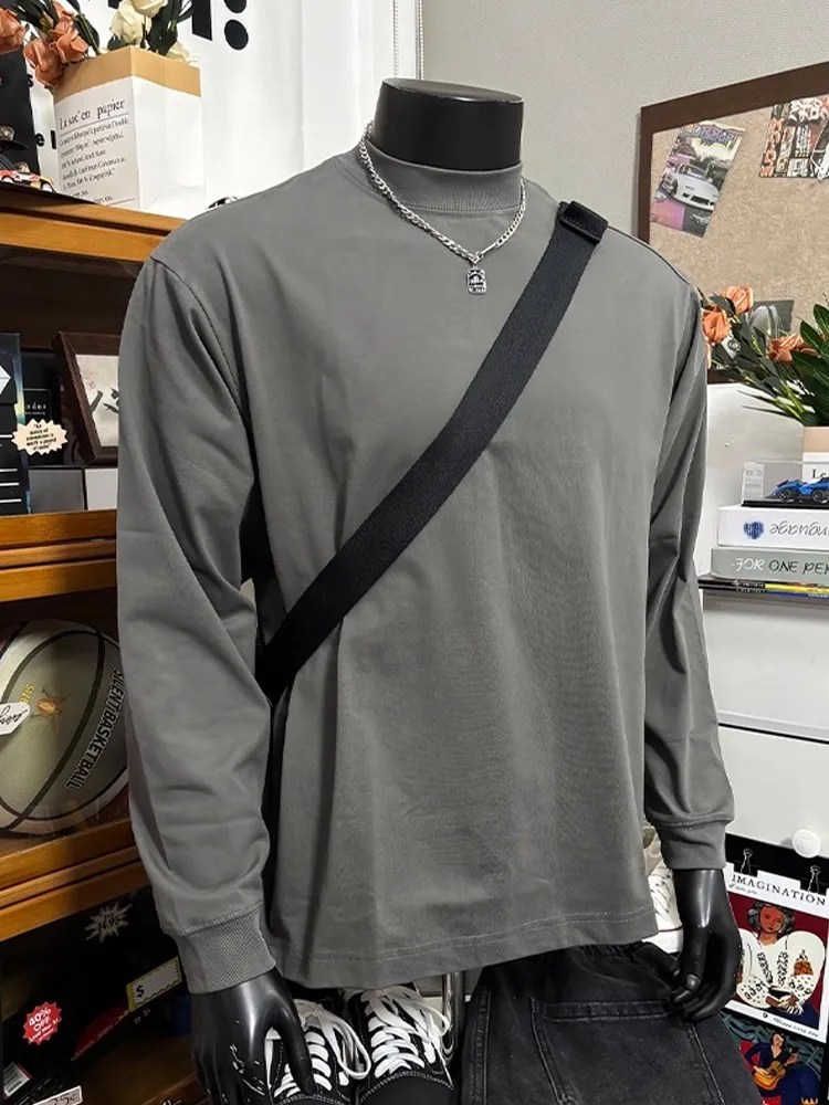 

Cleanfit American Sle Long Sve T-irt Men's Basic oulder Stand Fit Cotton Sweatirt Inner Wear Base irt for Autumn