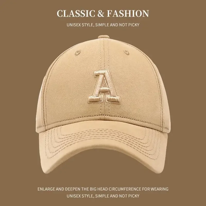 Daily Wear Classic A Letter Embroidery Baseball Cap for Women Soft Top Adjustable Dad Hat Casual Outdoor Baseball Cap for Men