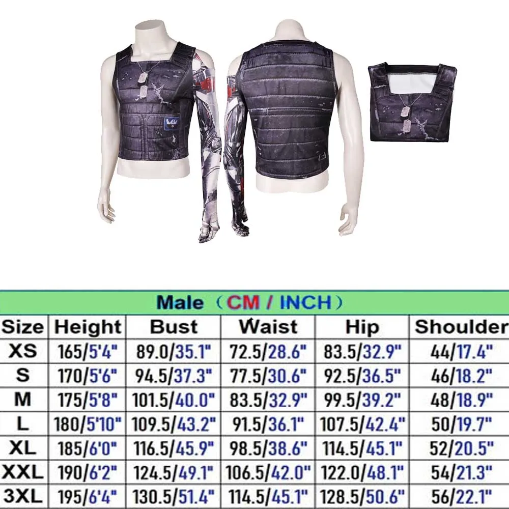 Male Johnny Cosplay Costume 2077 Silverhand Adult Men T-shirt Vest Outfits Halloween Carnival Roleplay Disguise Suit