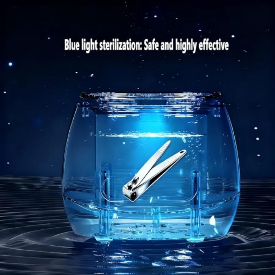 Rechargeable Nail Tool Cleaner with High-Frequency Vibration and Blue Light Sterilization 3 Timer Modes Compatible with Nail Dr view 4