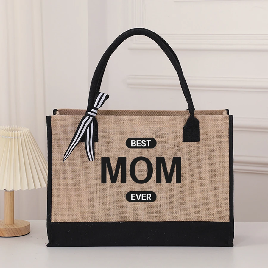 

Мужская сумка большой вместимости из искусственного льна, утолщенная открытая сумка, сумка для обеда с буквенным принтом