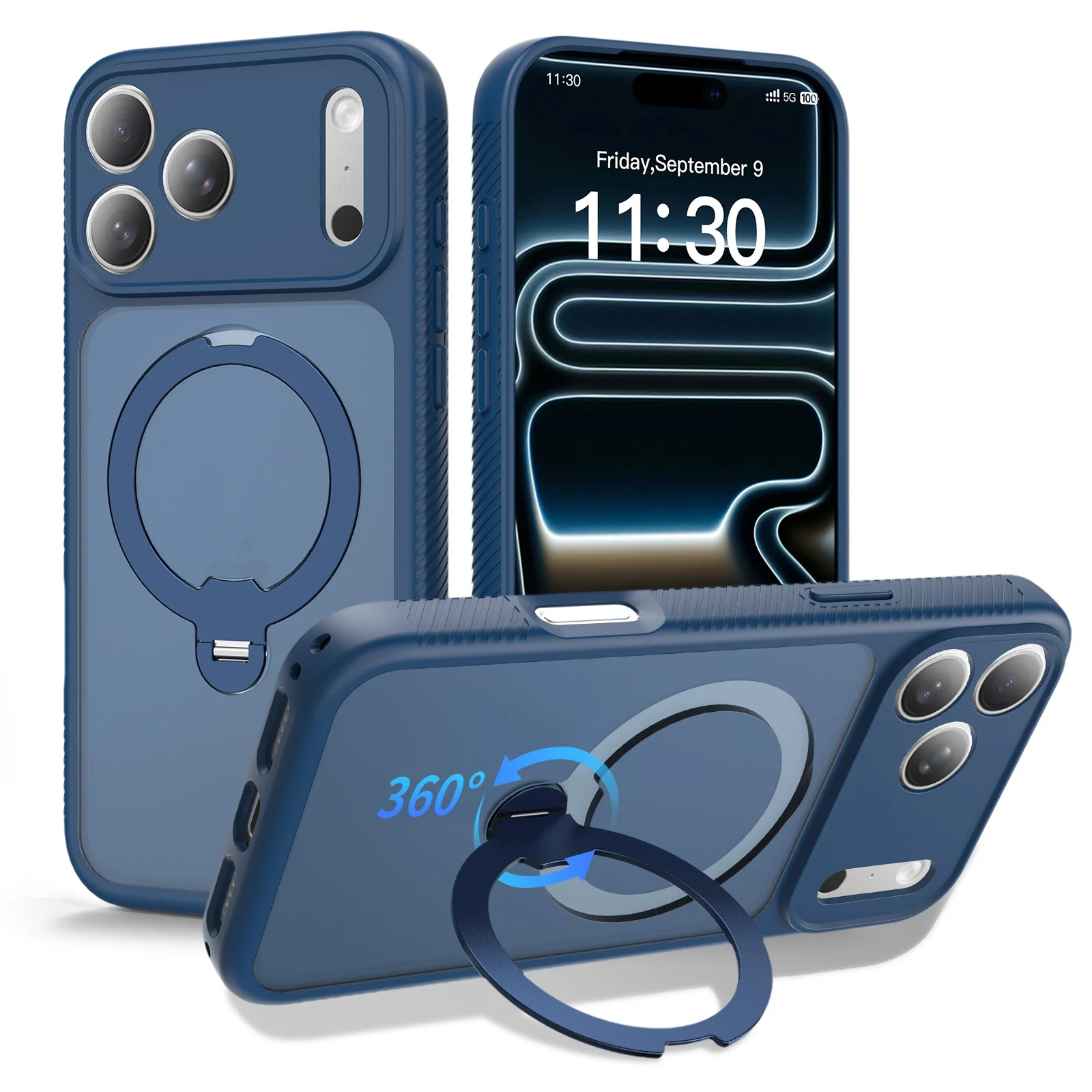 360 Ring Rotating Magnetic Stand Case For iPhone 17 Pro Max 