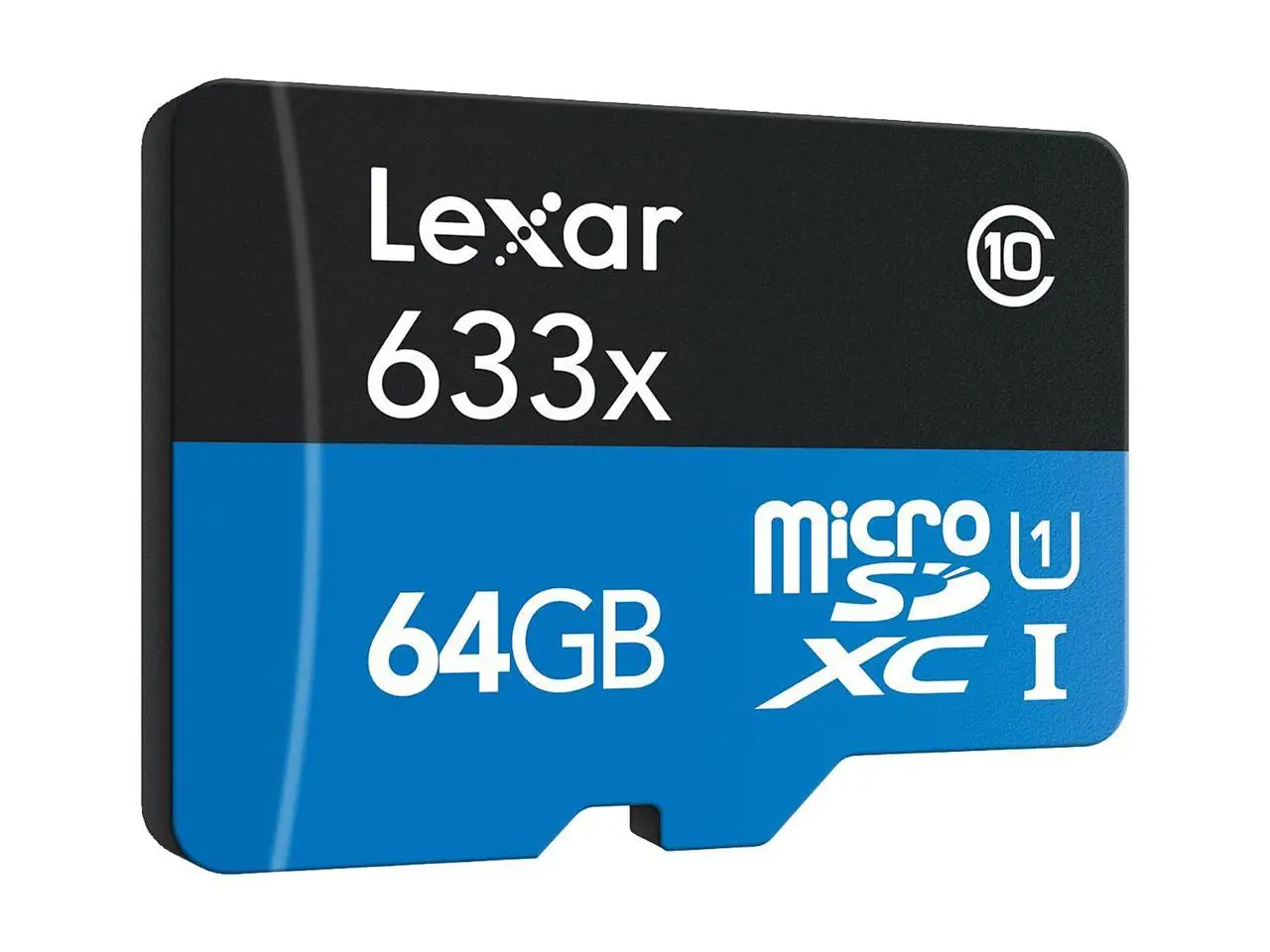 Lexar 64GB High-Performance 633x microSDXC UHS-I/U1 Class 10 Memory Card w/ SD Adapter (LSDMI64GBBNL633A)