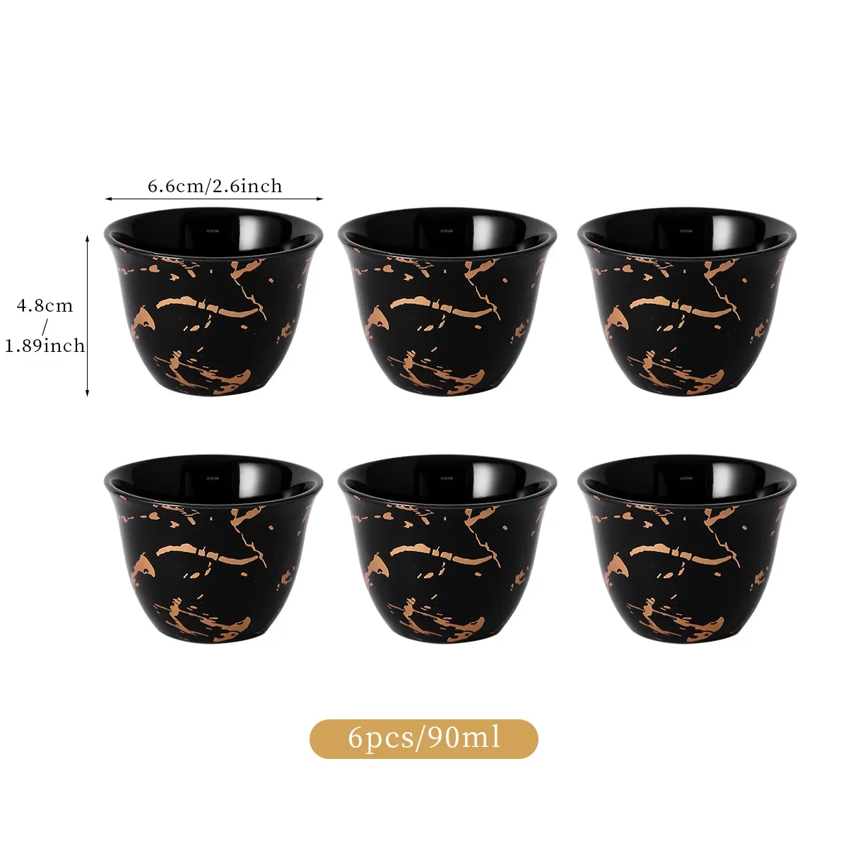 6Pcs Mini Ceramic Espresso Cups, Creative Simple Demitasse Mugs for Latte Art, Small Coffee Cups for Office Home 6