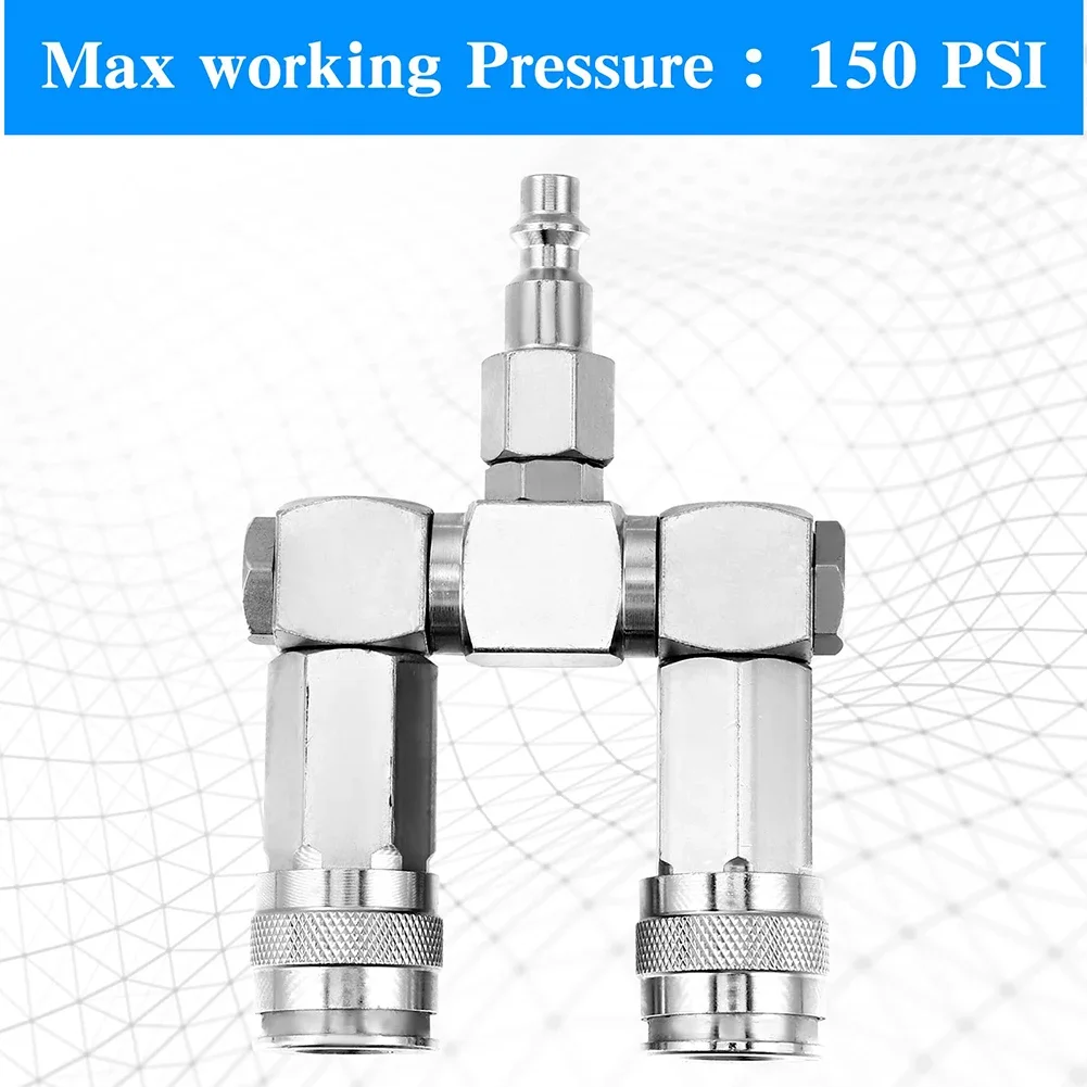 1pc Air Hose Connectors 2 Way Air Hose Splitter Fittings 1/4\'\' NPT Air Compressor Quick Connection For A T I/M Type Plug Coupler