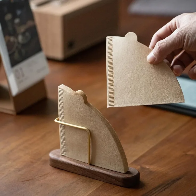 

Wooden V60 Paper Filter Holder Vertical Storage Box Organizer for Pour Over Dripper Brewing