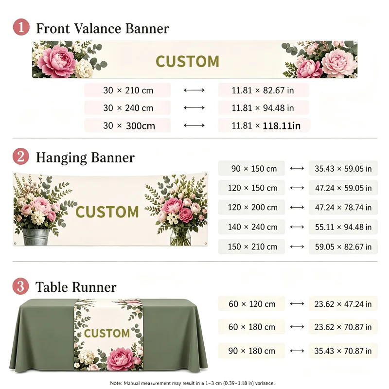 1pc Custom Business Tent Banner and Tablecloth, Customize Vendor Display for Trade Show Booth, Polyester Banner and Table Runner