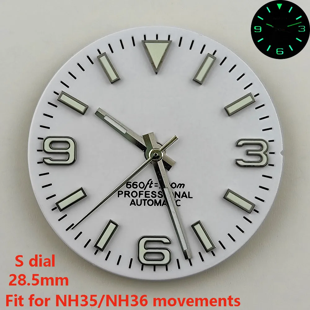 High Quality 28.5mm NH35dial watch dial S dial green luminous suitable for NH35 NH36 movement watch accessories repair tool