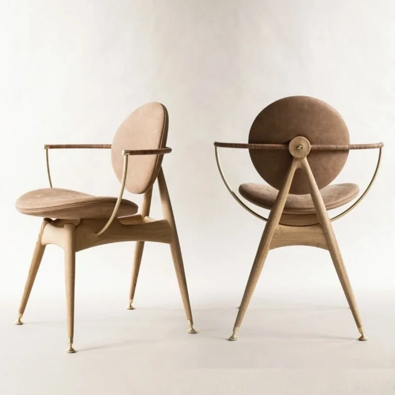 

#Solid Wood Dining Chair Household SimpleModern Nordic Light Luxury Leather Upholstery Soft Padded Backrest for Hotel Restaurant