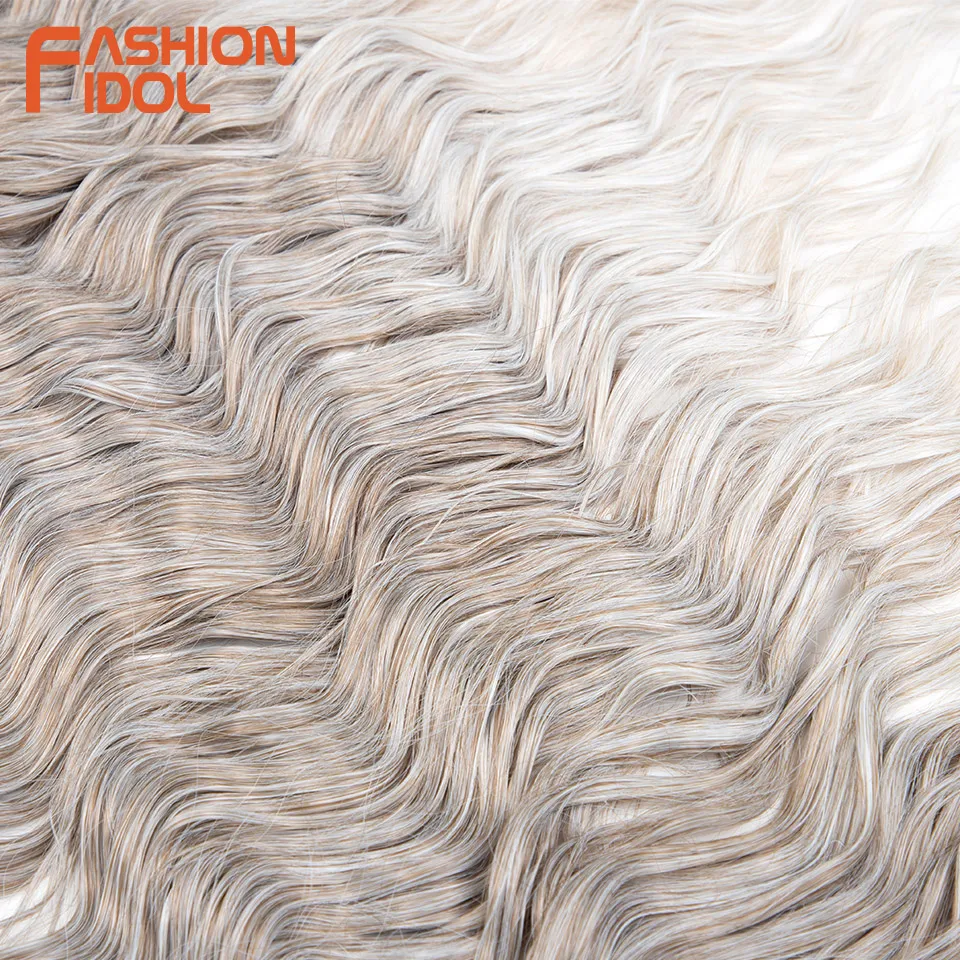 FASHION IDOL 24 Zoll Deep Wave Kunsthaar zum Flechten, Ombre Blonde Twist Crochet Lockenhaar für Alltag & Cosplay – Detail 5
