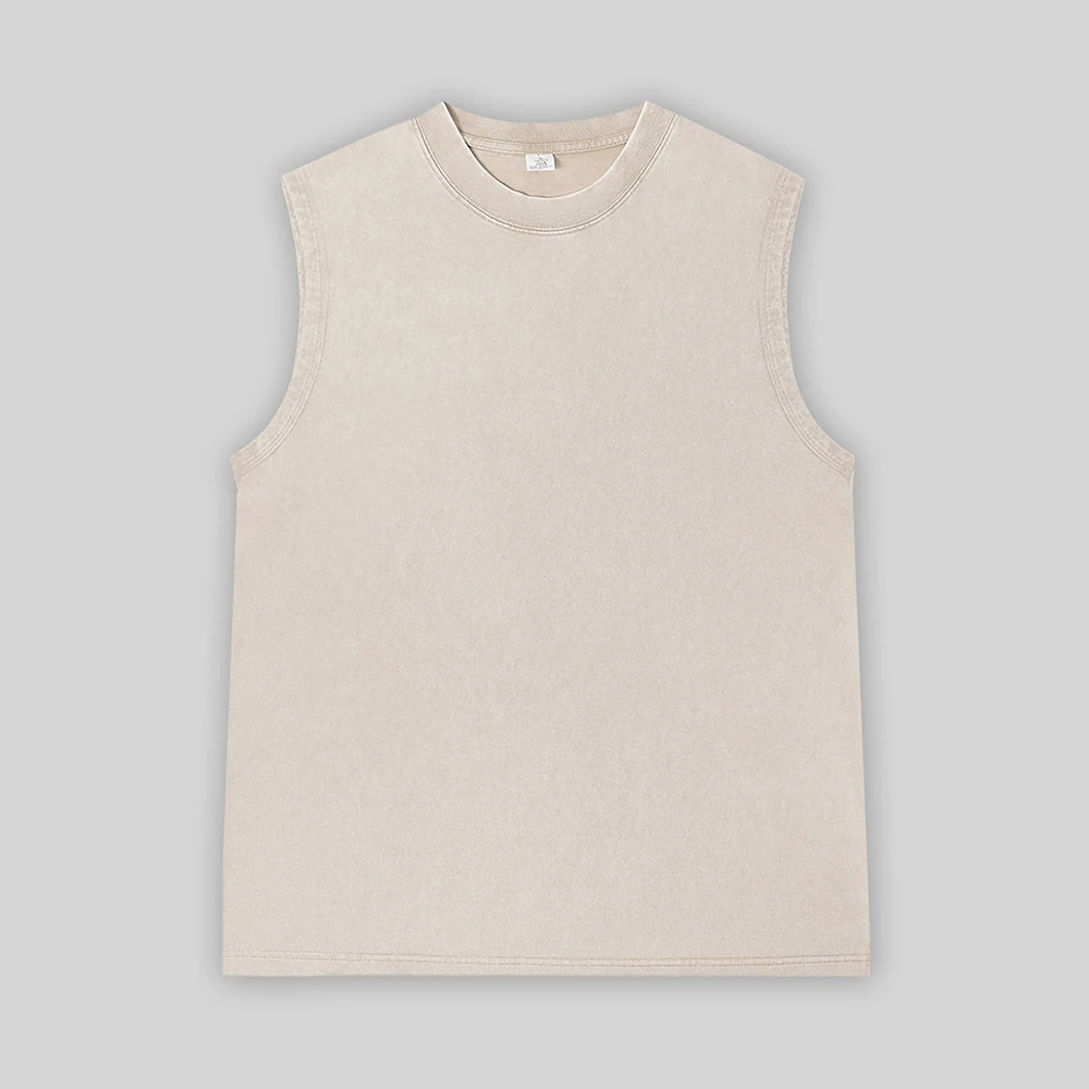 Summer Men's Washed Cotton Tank Tops Muscle Gym Sleeveless Workout Vintage T Shirts Running Beach Loose Women Men Top Tees