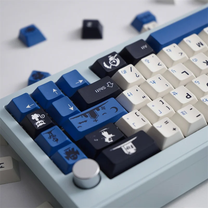 Imagem -03 - Midnight Blue Gmk Pbt Keycap Teclado Mecânico Cereja Gamer Five Side Tintura-subbed 2.25u 2.75u 7u Alice 80 Pro 129 Chaves