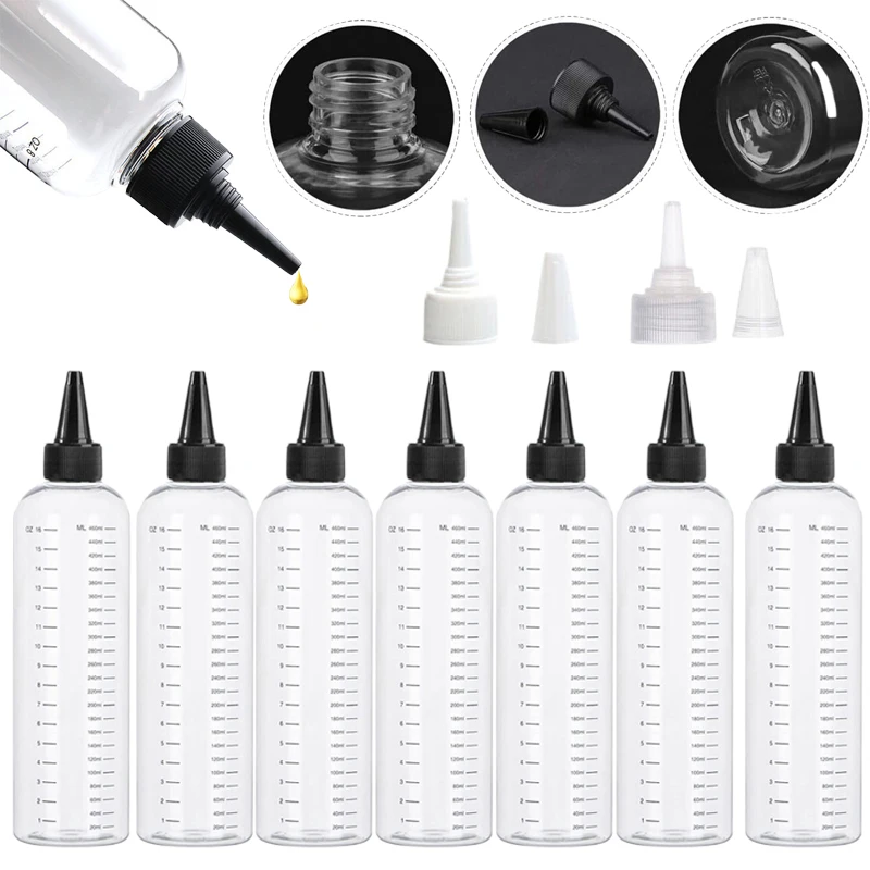 

50Pcs 30ml/60ml/100ml/120ml/250ml Clear Plastic PET Empty Dropper Bottles Container For Tattoo Ink Color Pigment with Tops Caps