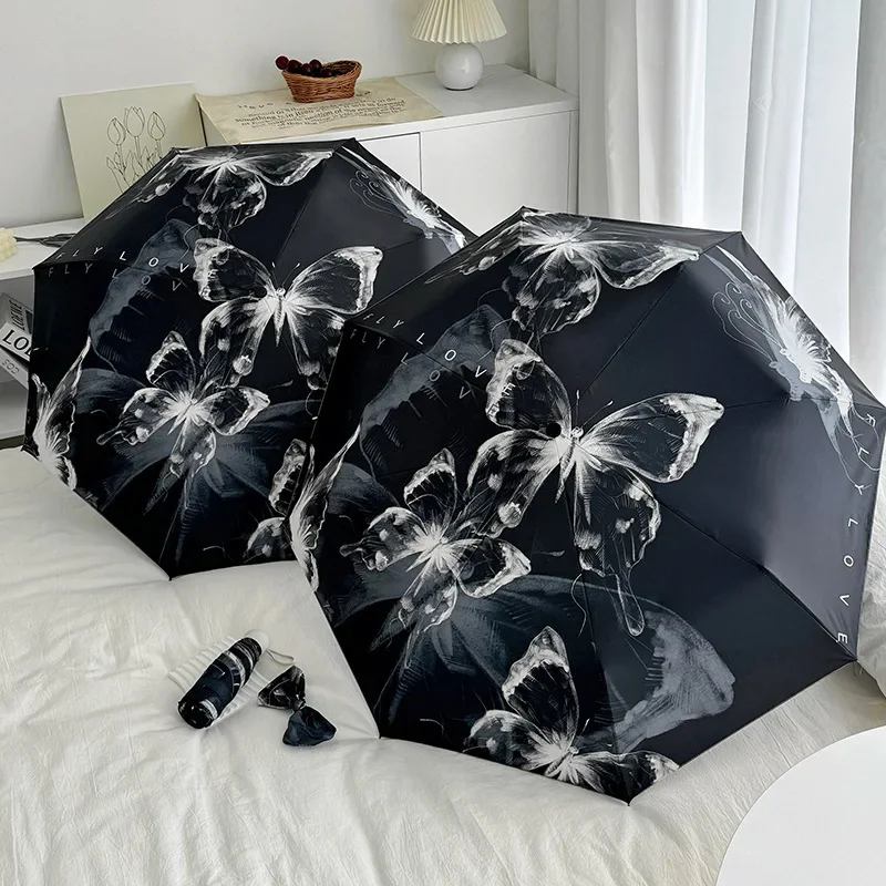 Stilvolle automatische UV-Schutz-Regenschirme für Damen, digital bedruckter automatischer Regen- und Sonnenschutz-Regenschirm mit doppeltem Verwendungszweck