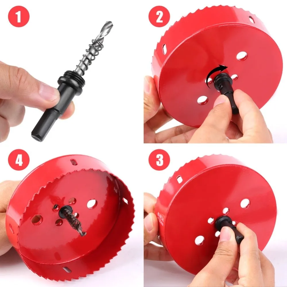 M42 High Speed Steel Hole Saw Cutter 200mm Diameter 7-7/8 Inch Drill Bit Set Bi-Metal Construction With Pilot Drill Bit