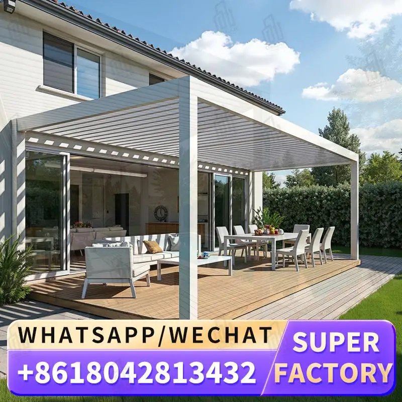 

Outdoor New Design 3x3 3x4m Waterproof Motorized Louvered Aluminium Patio Cover for Garden Backyard Terrace pergola