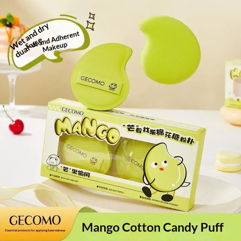 2 Pieces Mango-shaped Marshmallow Powder Puff Wet And Dry Dual-use Soft & Skin-friendly Makeup Sponge