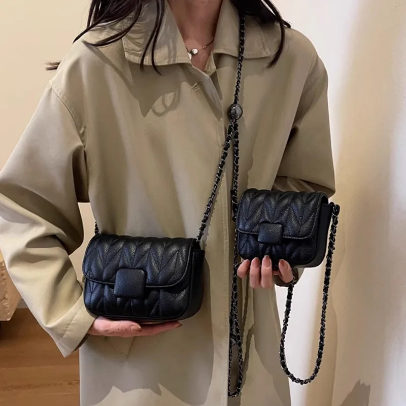 URDUDU Fashionable  Chain Crossbody Bag Women's Bag Diamond Grid Design Soft Leather Shoulder Bag for Young Women