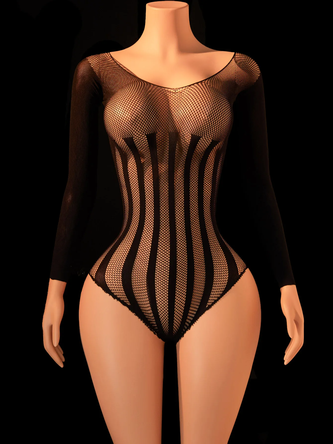Bodysuit Long Sleeve Women Body Streetwear Dropshipping Sexy Bodycon High Neck Perspective Basic Black Overalls Top Clubwear