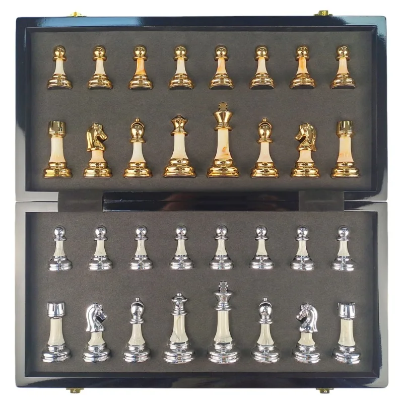 منتج جديد تصميم جديد جودة عالية حار بيع المعادن والرخام رقعة الشطرنج مجموعة شطرنج الرخام عالية الجودة #5