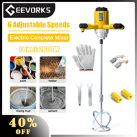 Geevorks Electric Concrete Mixer Portable Handheld Concrete Cement Mixer 6 Speeds Adjustable Mixing Machine Stirring Power Tool